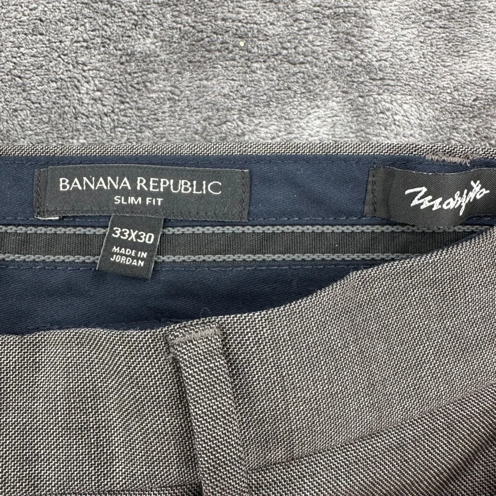 Banana Republic Mens Slim Fit Grey Sharkskin Dress Pants 33x30 Trousers 761